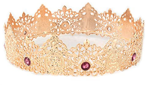 King Men Gold Tiara Krone Imperial Mittelalter Stirnband Kristall Festzug Kostüme für Hochzeit Halloween Fee Kostüm Geburtstag, Medium, Legierung, Strass