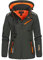 Geographical Norway Reine Lady - Veste Manteau Softshell Femme Capuche Impermeable - Blouson Coupe Vent Resistant - Doudoune Polaire Randonnee Ski Automne Hiver Printemps (Gris Fonce Orange L)