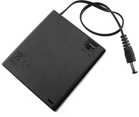 RLECS AA Battery Holder Black 4x1.5V 6V AA Battery Box with DC 5.5x2.1mm Male Connector DIY Battery Holder Battery Packs Case Power Bank Wired ON/Off Switch with Cover