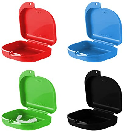 GmeDhc Boite Appareil Dentaire, 4 Pièces Boite a Dentier Orthodontie, Boite Gouttiere Dentaire, Boite Appareil Dentaire, Petit Etui de Rangement pour Prothèse Dentaire, Boîte de Protège Dents