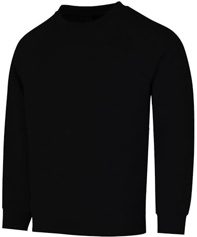 Fleece Sweatshirt Unisex Sweater Jumper Full Sleeve Kids Boys Girls Children Top Crew Neck Outdoor Activewear (UK, Age, 9 Years, 10 Years, Regular, Black)