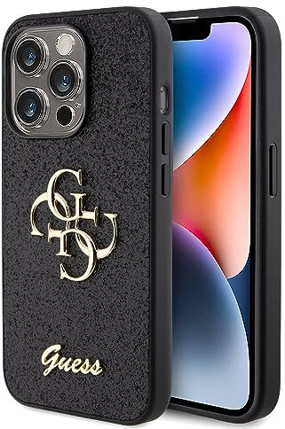Guess GUHCP15LHG4SGK Hülle für iPhone 15 Pro 6.1 Schwarz hardcase Glitter Script Big 4G