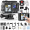 ACProPlus 4K Action Camera, Sports Video Camera WiFi with Touch Screen Dual Screen, 131FT Underwater, EIS 2.0, 170° Wide Angle, Zoom, 2 Batteries & Accessory Kits for Vlog