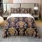 100% Gewaschte Baumwolle Elegante Damast Bettwäsche Set Antike Barock Blumen Tröster Bezug für Teen Jungen Männer Gold und Schwarz Floral Bettbezug Stilvolle Moderne Europäische Tagesdecke 220x240