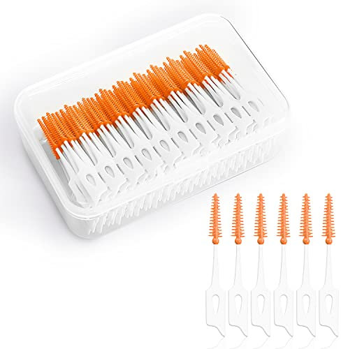 Dual-Use Interdental Brushes, Silicone Tooth Floss Picks Dental Picks Interdental Brush Toothpick Dental Brushes Teeth Brush Picks for Braces Oral Cleaning (120)