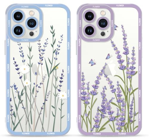 Yoedge 2 Pezzi Cover per iPhone 13 Pro Max 6,7, Ultra Sottile Leggero Morbida TPU Custodia in Silicone Antiurto Antigraffio Protettiva Case con Disegni per Donne Ragazze per iPhone 13 Pro Max, Fiore