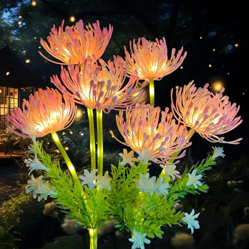 QINER Solarlampen für Außen Garten Balkon Deko, 2 Stück Rosa Solarleuchten für Außen, 2 Modi Gartenleuchten,Garten Solarleuchten für Außen Gartendeko für Draußen,Balkon Deko Garten