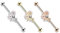 beyoutifulthings Industrial-Piercing SET Gold Silber Roségold Blumen-Strauss Industrial-Barbell Industrial-Bar Chirurgenstahl Stab-länge 38-mm
