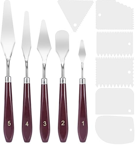 Siumir 11 Pezzi Spatole per Pittura, 5 Spatola per Pittura e 6 Coltelli per Pittura, Coltelli di Pittura per Pittura a Olio, Guazzo, Acquerello, Pittura Rupestre