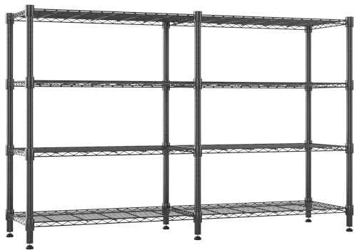 Himimi Scaffali di Stoccaggio a 4 Livelli Scaffale Pesante per Garage Scaffale in Filo Regolabile in Altezza Scaffale in Metallo per Stoccaggio Scaffali per Dispensa, 180L*45P*152Hcm Nero