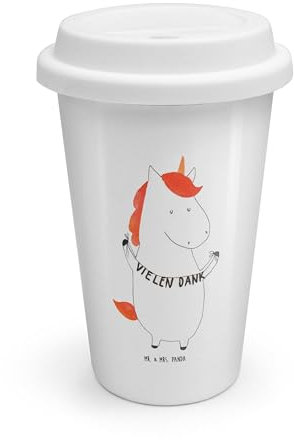 Mr. & Mrs. Panda To Go Becher Einhorn Dankeschön - Geschenk, vielen Dank, Kaffee to go Becher, Coffee to go Becher, Einhorn Deko, Einhörner, Unicorn,