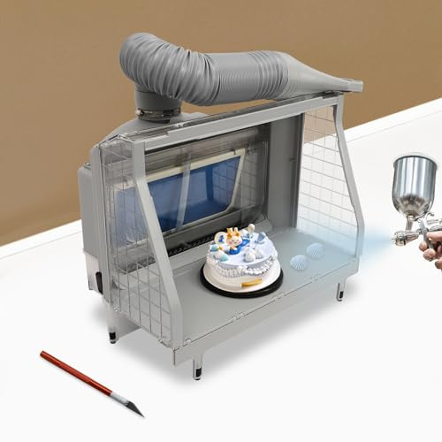 ROMYIX Airbrush Lackierkabine mit Wasserwand,Airbrush Lackierkabine Airbrush Spritzkabine Absauganlage 11 m³/min, 3 LED Lichtröhren,Doppelte Filtration,3 Ventilatoren
