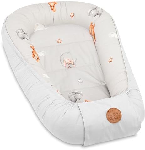Babynest babynestchen neugeborene mit tragegriff 90 x 50 cm baby nestchen tragbar nest für bett kinder kuschelnest coccon für Jungen und Mädchen Teddybären