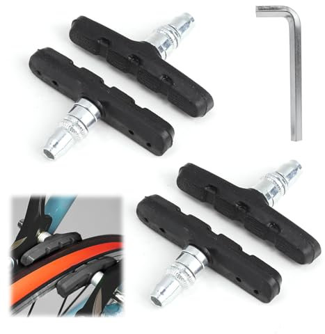 GBULTR Geräuscharme Fahrrad Bremsbeläge OTC 72 mm Asymmetrisch, 4X V-Brake Set, 2 Paar Felgenbremse Bremsklötze für Shimano, Promax, Tektro, Ideal für Mountainbikes, E-Bikes & Rennräde