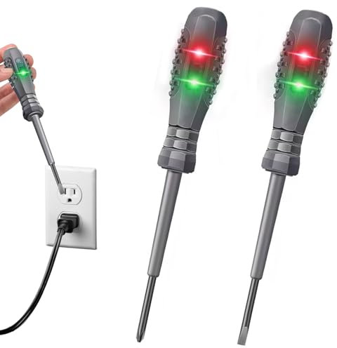 2-in-1 High Torque Strong Magnetic Screwdriver Electricity Detector Electric Tester Screwdriver Detector Electrical Voltage Circuit Tester Pen for Electrician Tools(2Pcs Flathead+Crosshead)