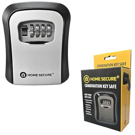 Home Secure™ Coffre-fort pour clés à combinaison – Boîte de rangement murale résistante aux intempéries avec serrure réinitialisable à 4 chiffres – Porte-clés de rechange extérieur sécurisé