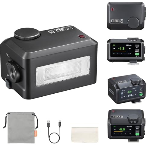 Godox iT30Pro-C Mini TTL Camera Flash for Canon, 2.8 Full-Color Touchscreen, 2.4G X Wireless 1/8000 HSS Speedlight, 1.5s Recycle, 560 Full Power Flashes with Rechargeable Battery (Black)