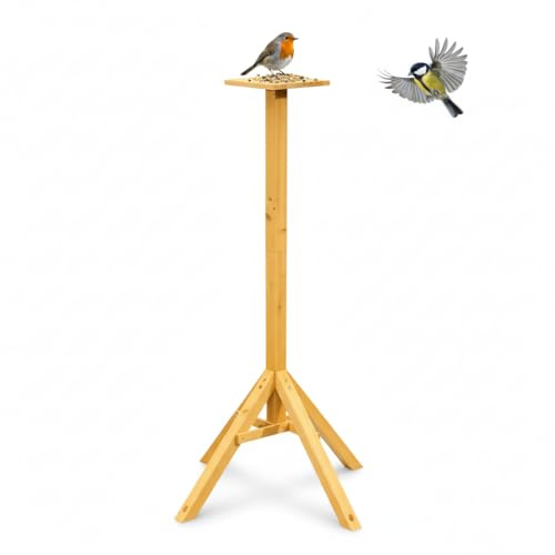 Mucola Vogelhausständer Holz 105 cm für Vogelhaus Futterhaus Standfuß Braun | Standfläche 66,5x66,5 cm, sicherer Halt, Bodenbefestigung möglich, passt auf gängige Modelle, Outdoor, inkl. Montagematerial