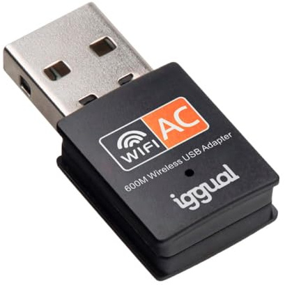 iggual Adaptador USB-WiFi 5 para PC - Velocidad 600 Mbps. Stick USB 2.0- Antena de Doble Banda 5GHz 2.4GHz-Dongle Inalámbrico- Pincho para PC WPA, Compatible con Windows, macOS, Linux. Indicador Led.