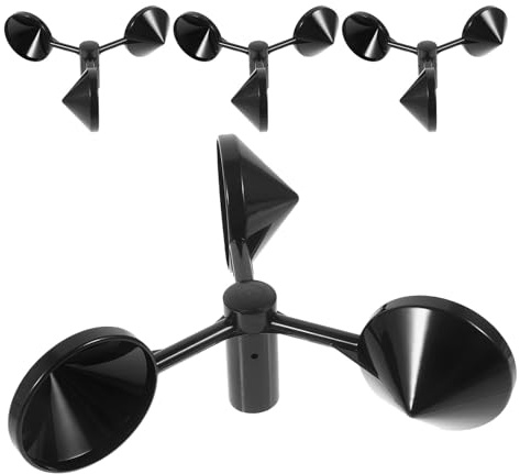 Toddmomy 4pcs Three-cup Wind Speed Anemometer Replacement Parts, Black Abs Material Easy Installation and Compact Design for Outdoor Activities Wind Indicator