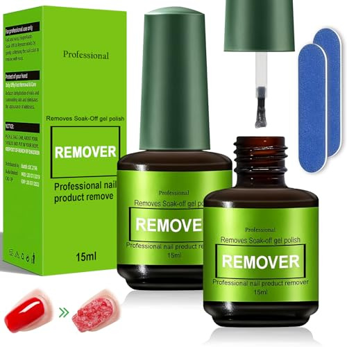 Solvente Smalto Semipermanente, Gel Nail Remover Kit 2 Pezzi con Lime Unghie, Nail Polish Remover per Unghie UV e Gel, Rimozione Smalto Permanente Rapida, Accessori Manicure