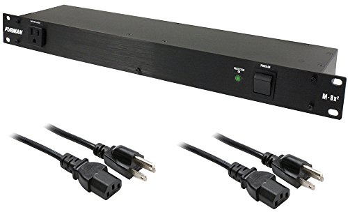 Furman M-8x2 Merit Series 8 Outlet Power Conditioner & Surge Protector with (2) Hosa 18 Gauge Electrical Extension Cable