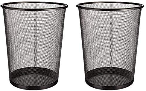 EUROXANTY Papelera de Oficina | 28 x 26 cm | Papelera de Escritorio de Metal | Papelera Circular de Rejilla Metálica | Papelera Habitación Negra | Pack de Unidades | 12 L