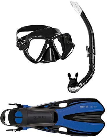 Mares Wahoo + Volo One Schnorchelset (schwarz-blau, S/M (35-38))