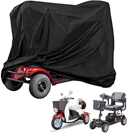 Iptienda Mobility Scooter Cover for Outside Storage, Heavy Duty 210D Oxford Fabric Mobility Scooter Rain Cover Waterproof Windproof Wheelchair Storage Cover with Bottom Elastic Rope-140x66x89cm