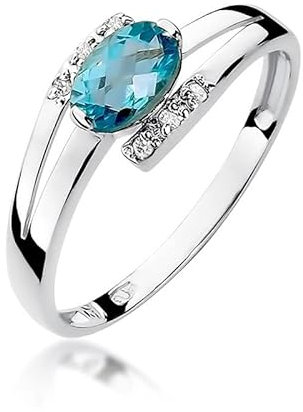 Damen Ring 585 14k Gold Weißgold echt Topas Edelstein Diamanten Brillanten