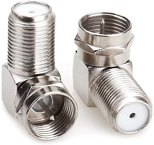 Coaxial Connector, Right Angle TV Aerial F Type Adapters Screw On F Male to Female Coaxial Coupler 90 Degree Connector for Satellite SKY Virgin,Wall Mounted TVs, Coaxial Cable Connection (Silver-2)