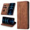 Leaisan Handyhülle, Hülle Premium Leder Flip Klappbare Stoßfeste Magnetische [Standfunktion] [Kartenfächern] Schutzhülle für iPhone 12/iPhone 12 Pro Tasche - Braun