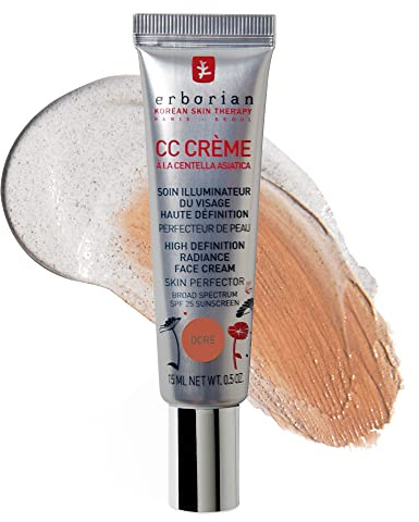 Erborian Color Correcting CC Cream with Centella Asiatica, Tan (Dore) - Light Multi-Purpose Facial Concealer with Illuminating Finish Soothes & Hydrates - SPF Korean Skincare Skin Perfector - 0.5 Oz