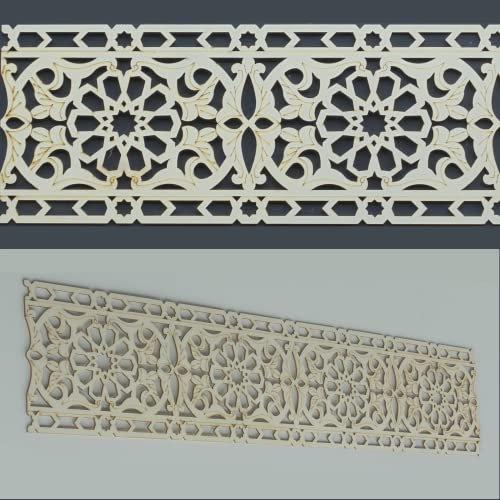 Dekorpaneele Bordüre Blüten Holz - 20cm Breite/ 2 Stück zu je 100x20x0,3 cm