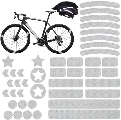 Tsathoggua 42 Stück Fahrrad Felgen Aufkleber, Fahrrad Reflektoren Aufkleber Set, Reflektoren Fahrrad Sticker mit Verschiedenen Formen, Leuchtaufkleber für Fahrrad, Motorräder, Kinderwagen und mehr