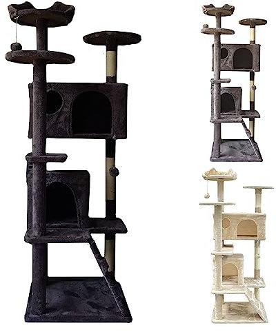 SG Traders Cat Tree Tower Cat Scratching Post Multi-level Stable Cactus Cat Tree Tall Cat Climbing Tower Multi Level Kitten Activity Centre Cat Condo Climbing Tree House Indoor Cats 138cm