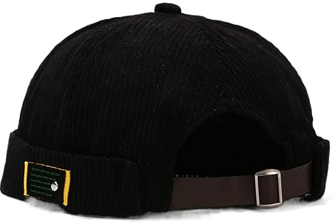 DURINM Cotone Cappellino da Portuale Uomo Retro Cotone Docker Hat Cappello Senza Visiera Berretto da Portuale Uomo Donna Berretto Docker Regolabile Cuffed Brimless Hat (Nero)