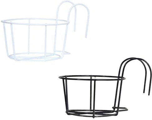 2 Pièces Support Fleurs Rond Crochet,Support Jardiniere Balcon Rond,Pot De Fleur De Plante Suspendue,En Métal De Balcon Support De Plante Conteneurs D'étagère For La Décoration De Balustrade Clôture