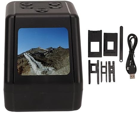 Film- und Diascanner, 2-Zoll-Digitalfoto-Negativscanner 135 126 110 8-mm-Dias zu 12 MP JPG, Bildschirm-Diascanner-Batchkonvertierung, Unterstützt Kartenleser, USB-Ausgang