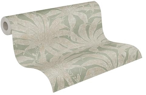 A.S. Création Non-Woven Wallpaper Plants Green Gold Jade Wall Wallpaper 395012 High-Quality Jungle Wallpaper for Living Room 10.05 m x 0.53 m Made in Germany