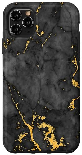 iPhone 11 Pro Max Black and Gold Rock Pattern Case