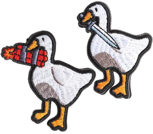 Mabor 2 Sets Patches for Tactical Backpack, Embroidery Patches, Funny Duck Patch, Duck with Knife and Explosive, Hook and Loop Patch, Funny Tactical Patches, Jeans Pants Hat Patches
