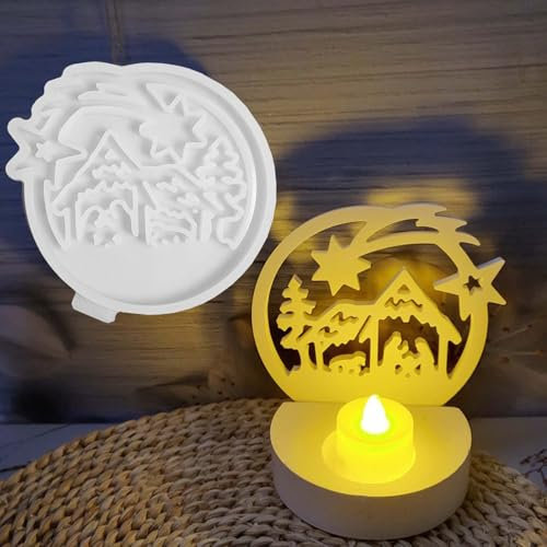 Stampo in silicone per presepe TREABEAR, stampo in silicone per presepe in silicone, per Natale, per versare Natale, stampi per candele, stampi in silicone per innaffiare, stampi per Natale