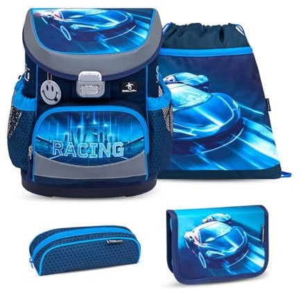 Belmil Mini-Fit Schulranzen Set 4 -teilig (405-33/AG/S) (Racing Blue Neon 2)