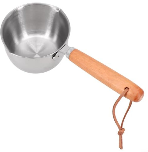 Stainless Steel Milk Pan Unique Pouring Lips Oil Pan Hot Small Pot Cooking Butter Melting Pot for Induction, Ceramic, Gas & Electric Hobs with Cool Touch Handle(150ml)