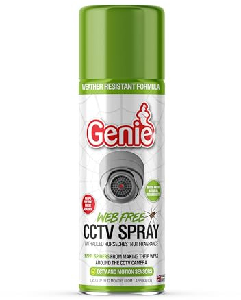 Genie Spider Repellent CCTV Spray – Weather Resistant, Web-Free Protection, Long-Lasting Protection