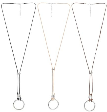 DELORIGIN 6 collier de Lunettes 3 styles Porte Lunettes de Soleil Pendentif Anneau de Suspension Cordon en Cuir Sangle de Lunettes de Lecture Réglable pour Femmes Hommes Lunettes