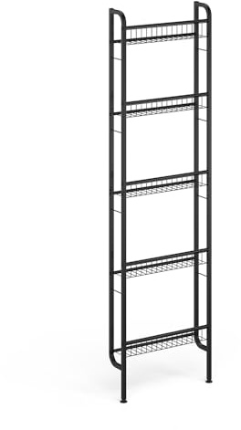 Vicco Leiterregal Klivo, Schwarz, 44.5 x 160 cm | mit 5 Regalböden, zur Aufbewahrung von Büchern und Dekoration geeignet