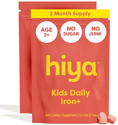 Hiya Iron+ Supplements for Kids, No Added Sugar, 60 Day Supply, Strawberry