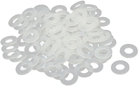 sourcing map M5 x 10mm x 1mm Nylon Planchas Almohadillas Aislantes Arandelas Juntas Sujetador 100uds